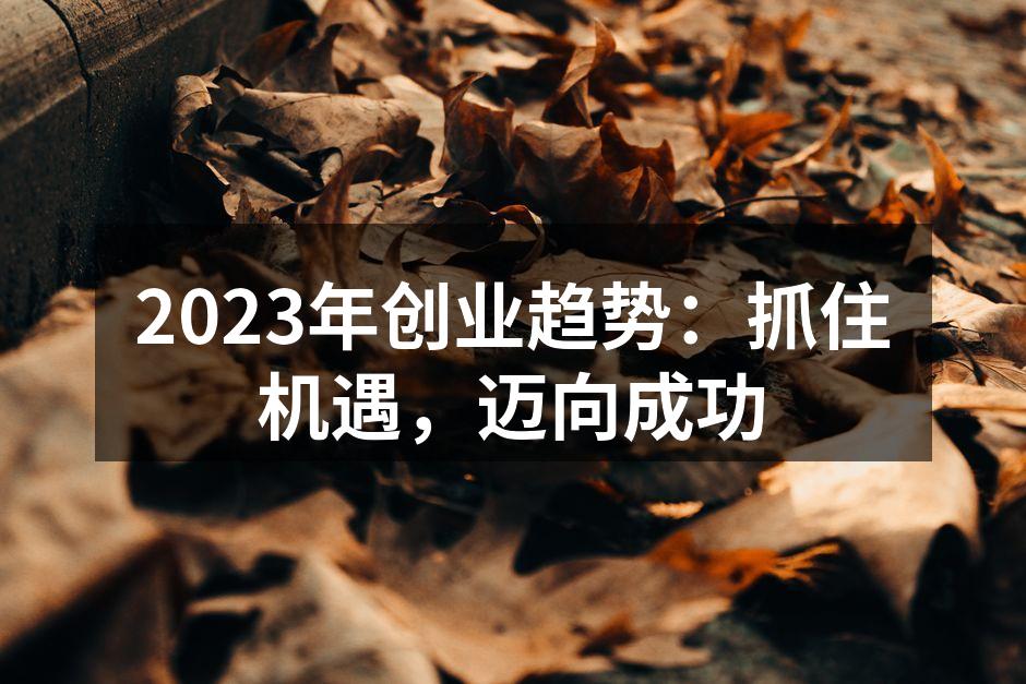 2023年创业趋势：抓住机遇，迈向成功